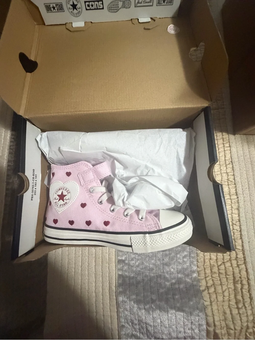 Converse Pink High-Top Kids Sneakers with Heart Accents